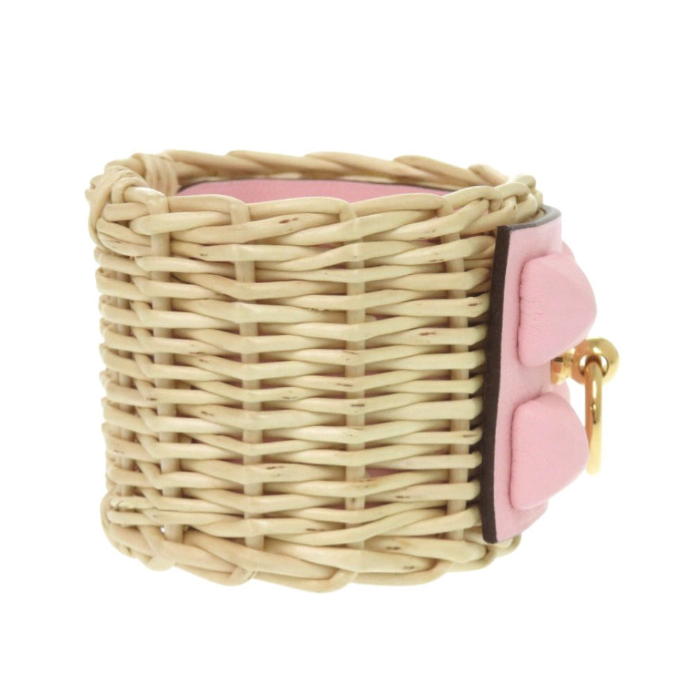 HERMES bracelet Vaux Swift, Straw Rose cherry Medor picnic T2