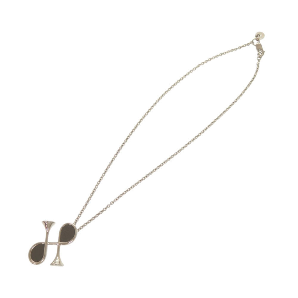 HERMES Necklace Metal, Leather Silver Col H