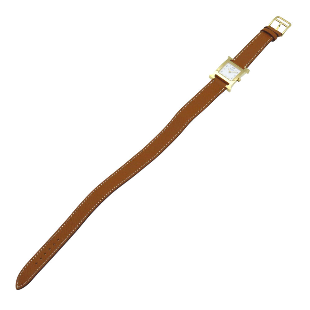 HERMES Watches Quartz HH1.201 Stainless Steel Brown H watch Deburuturu white dial