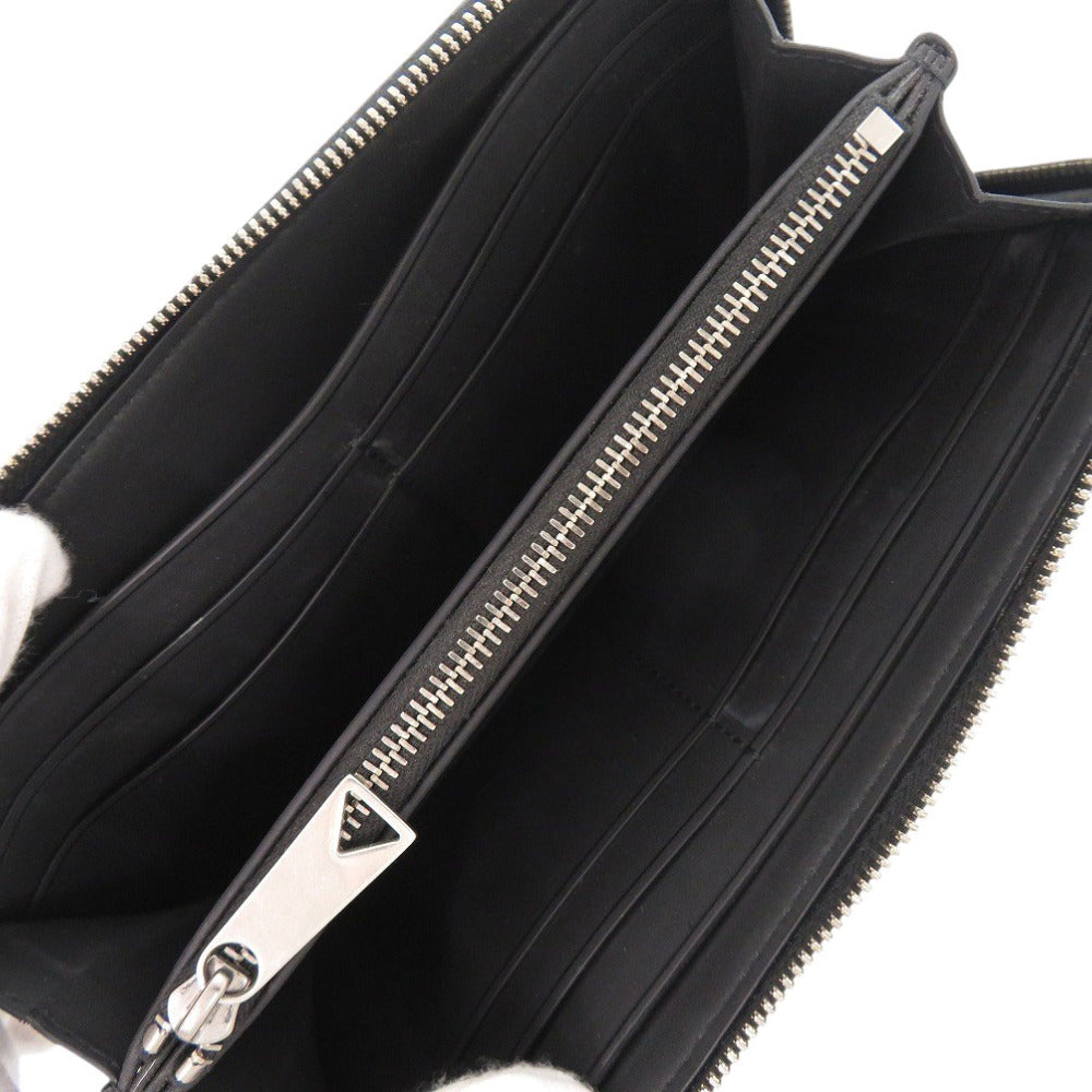 BOTTEGAVENETA Long Wallet Purse 593217 rubber black Debossed INTRECCIATO
