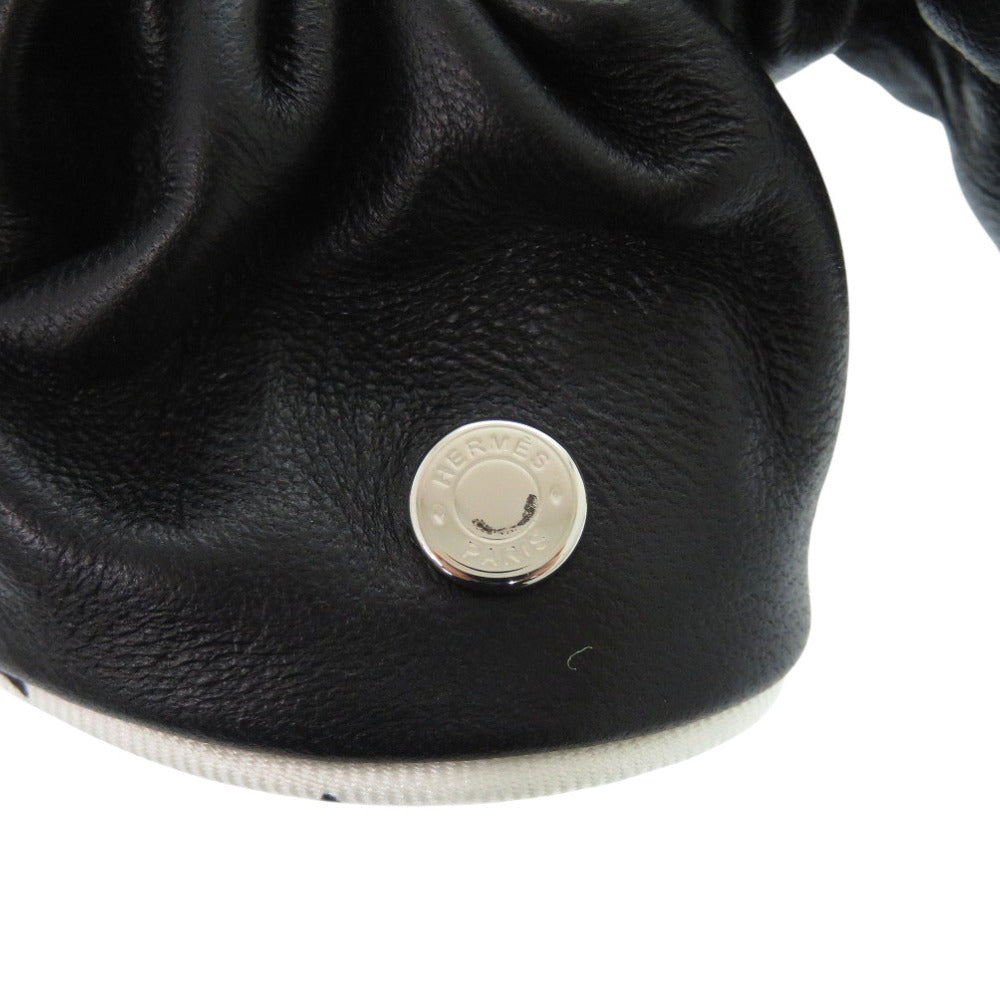 HERMES Other fashion goods leather black Scrunchie Claudia