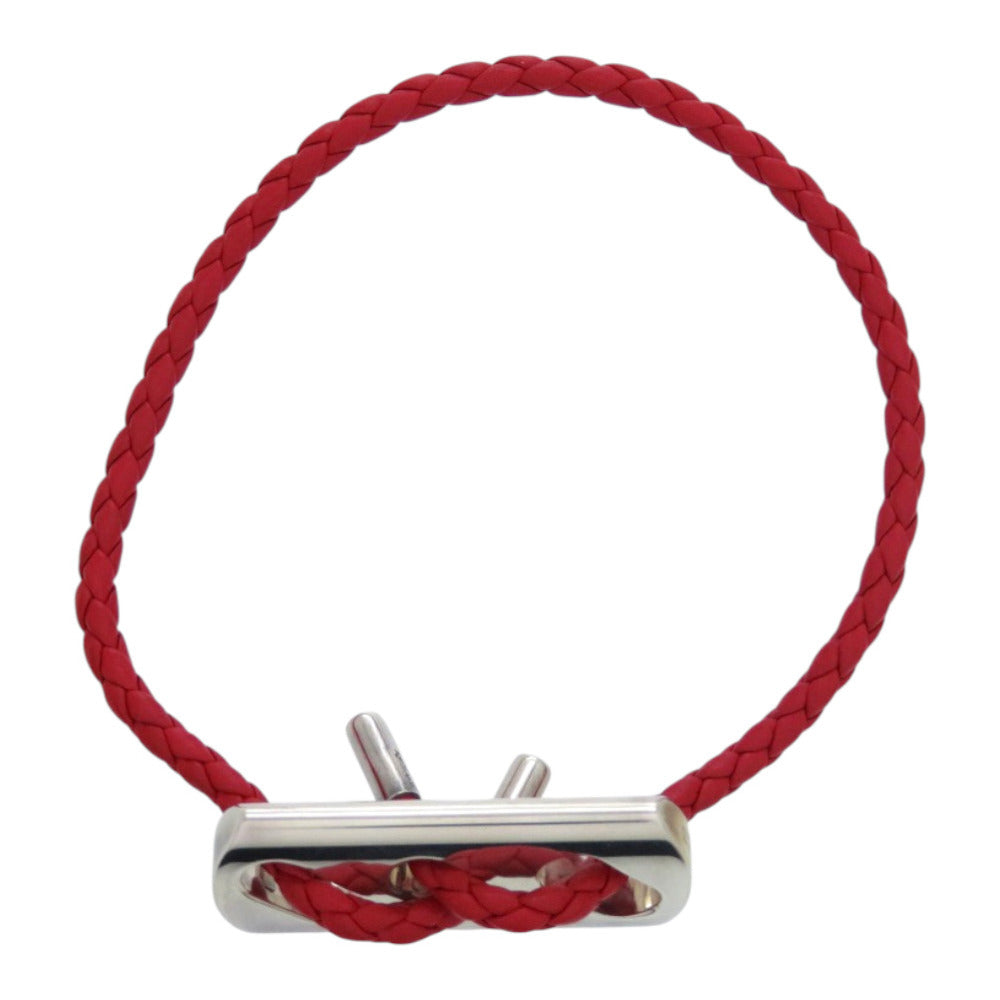 HERMES bracelet Leather, Silver925 Red