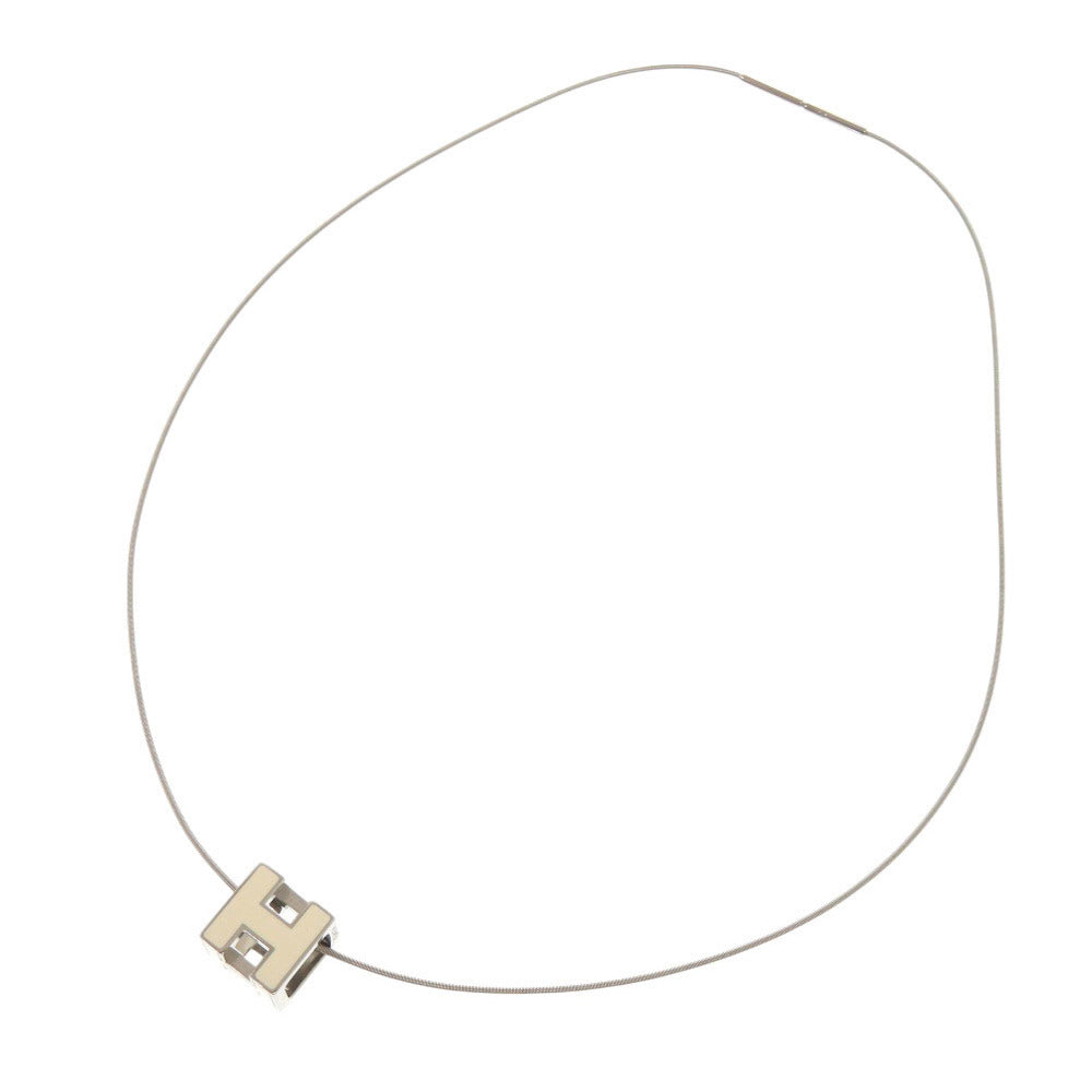 HERMES Necklace metal Silver Cardue Ash H-cube Women