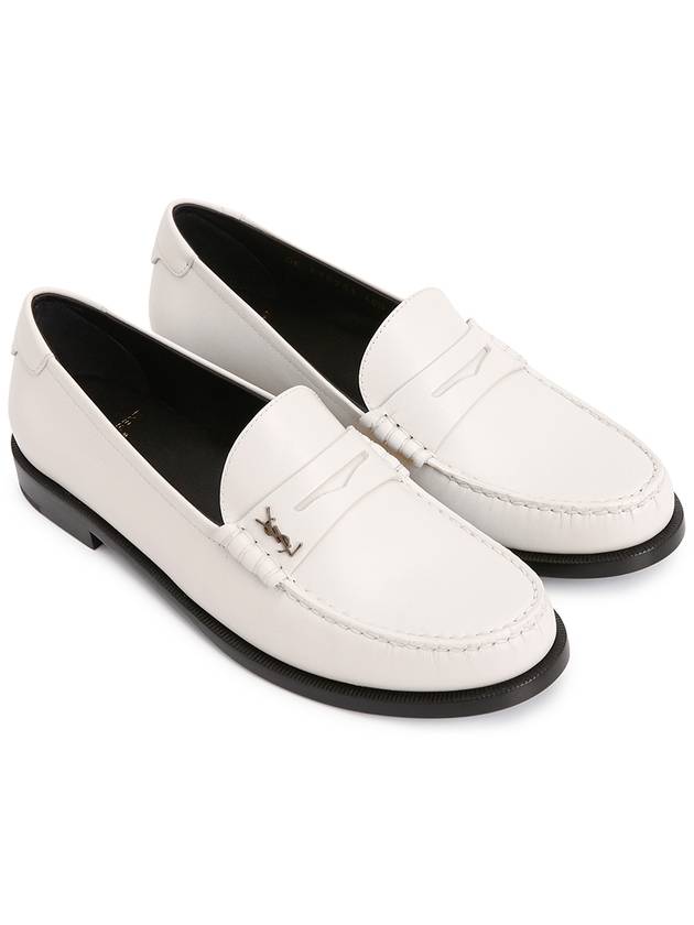 Luxury Saint Laurent Trending 2025 Men's Monogram Penny Smooth Leather Loafers White