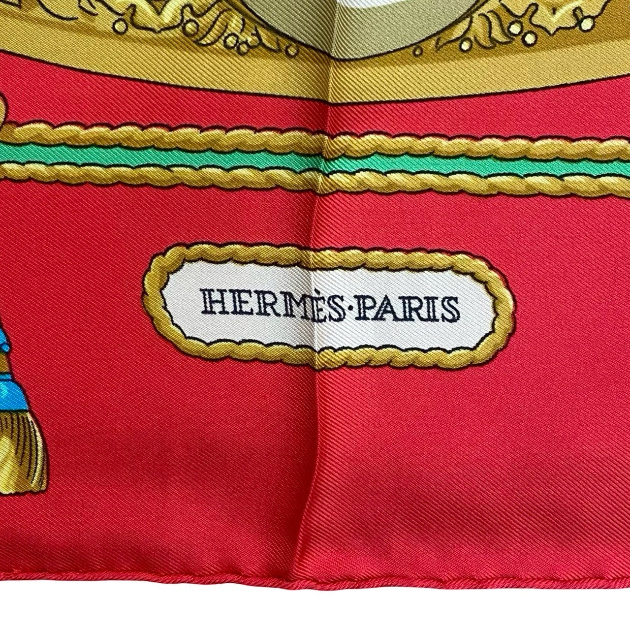HERMES scarf silk Red Carre 90