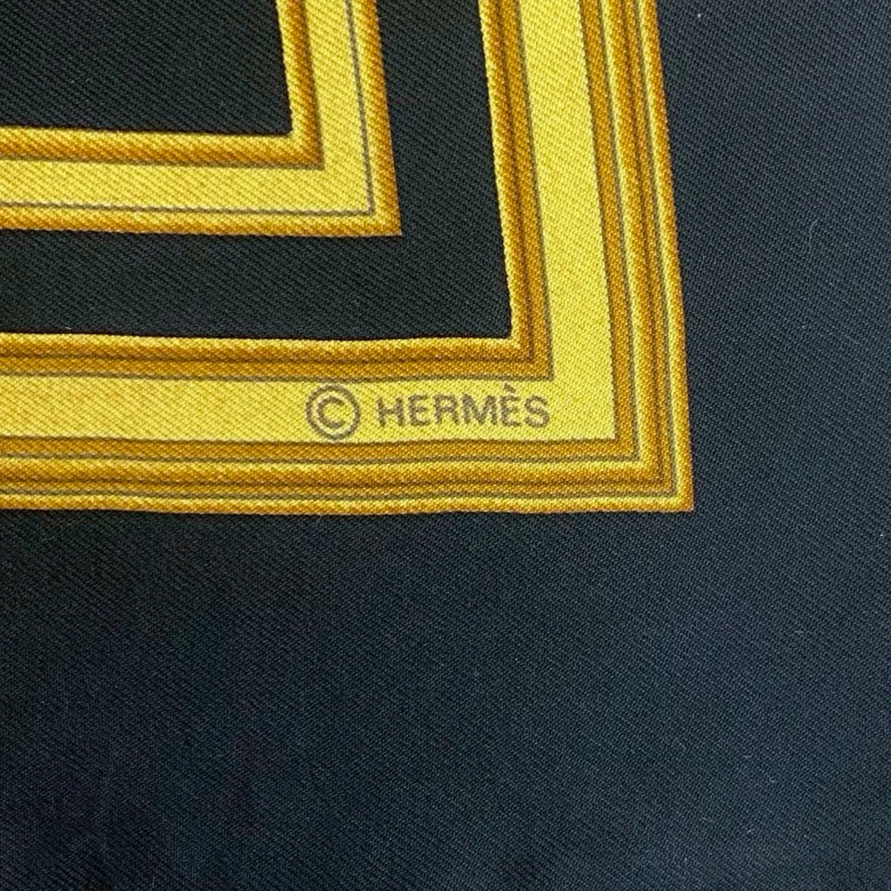 HERMES scarf silk black Carre 90