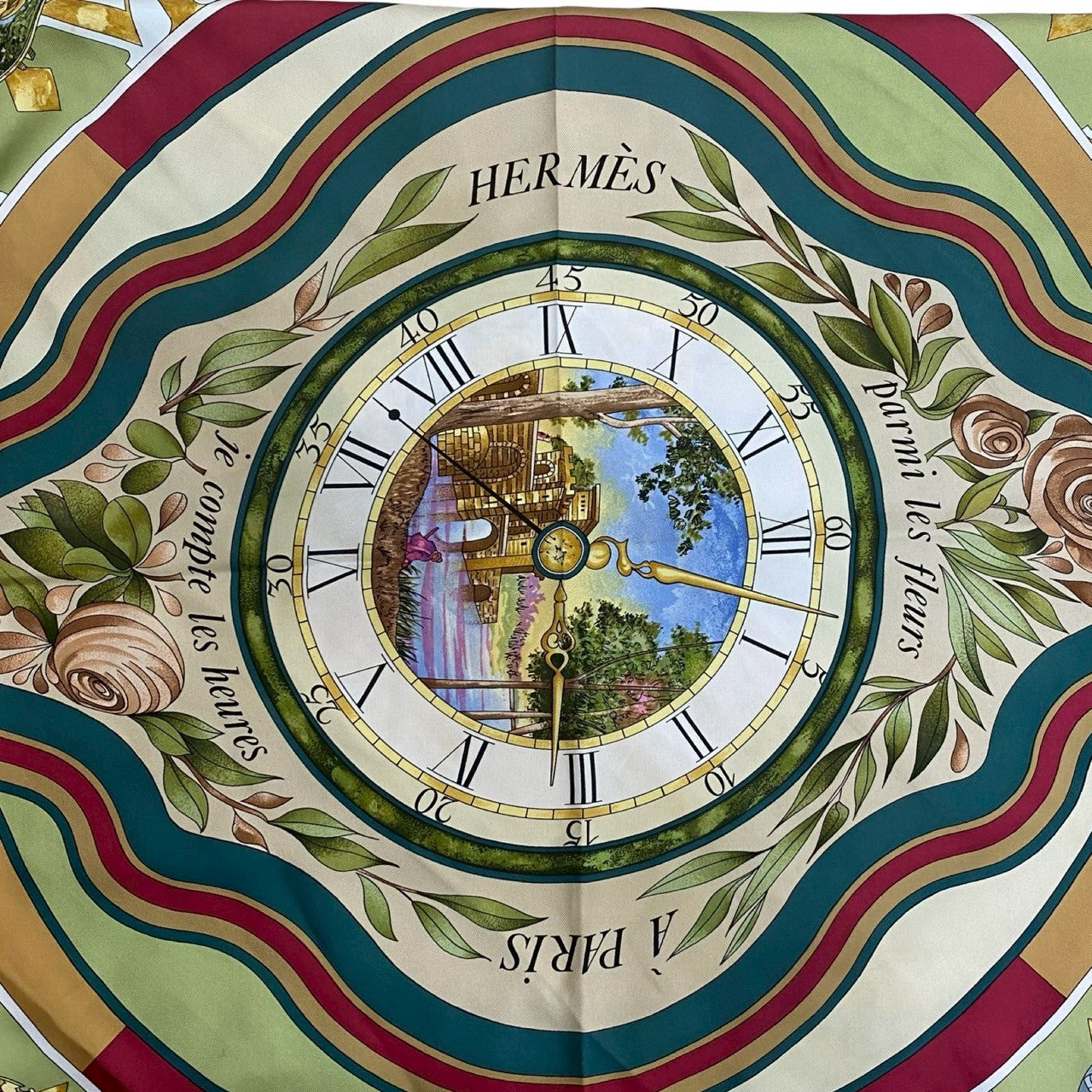 HERMES scarf silk green Carre 90