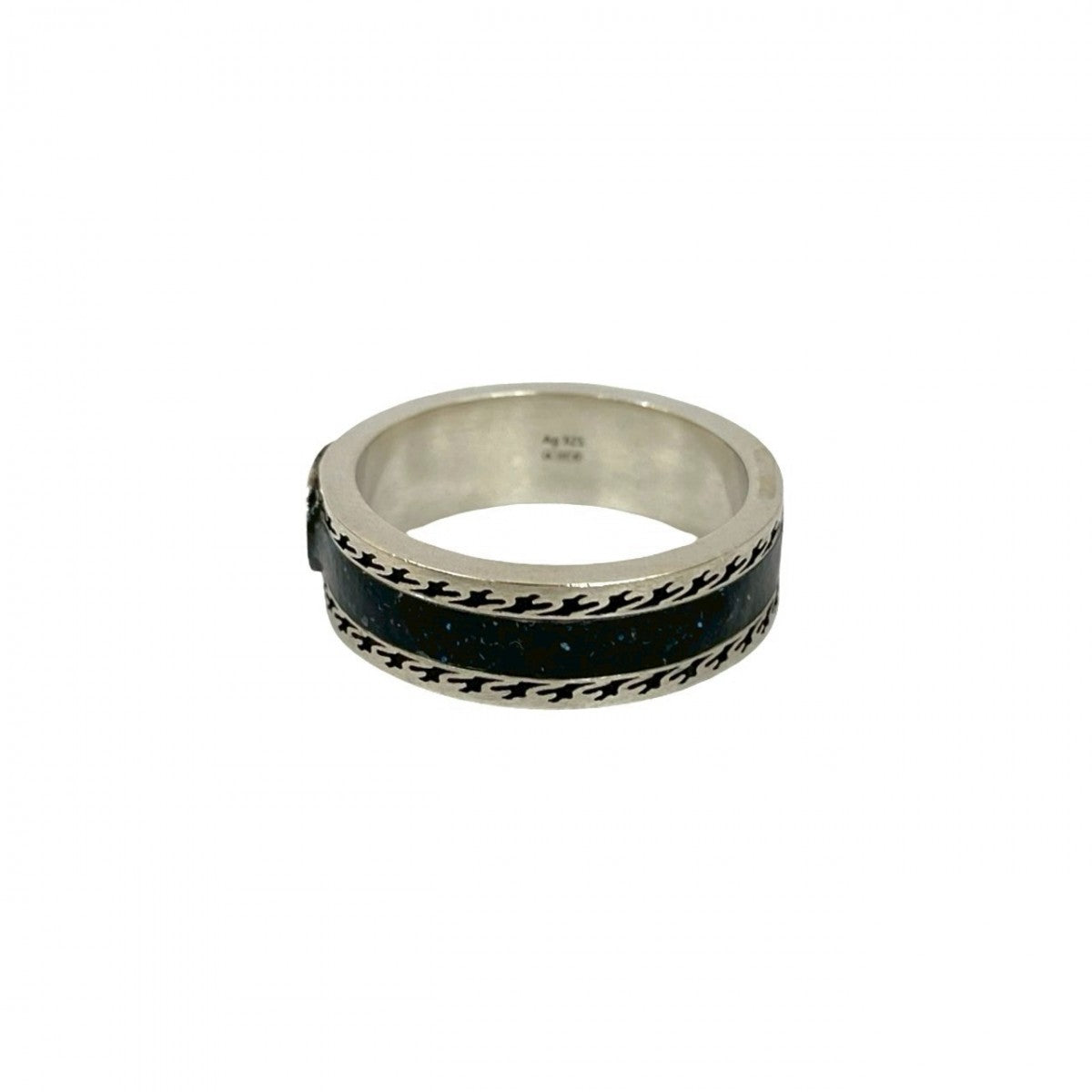 GUCCI Ring Silver925 Silver Interlocking G black enamel ring