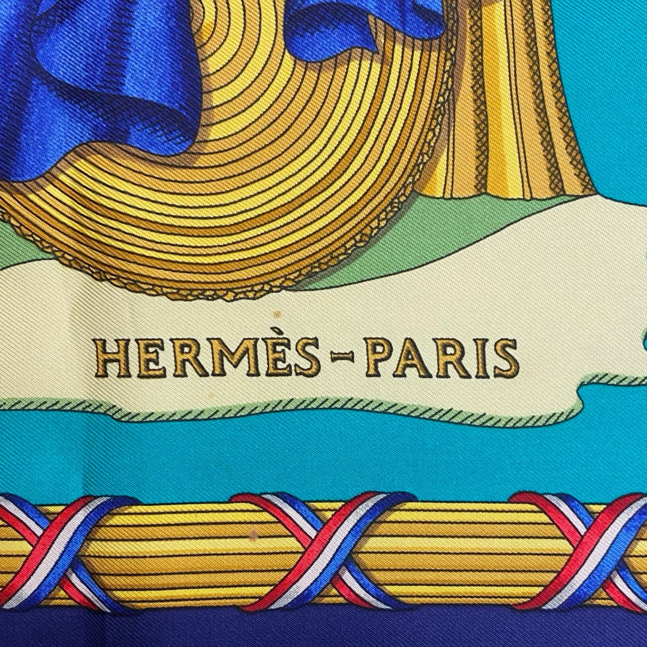 HERMES scarf silk Navy Carre 90