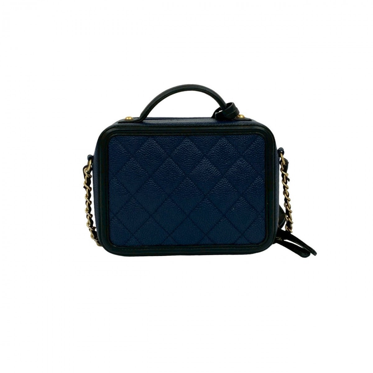 CHANEL Shoulder Bag Matt caviar skin Navy Matrasse CC filigree