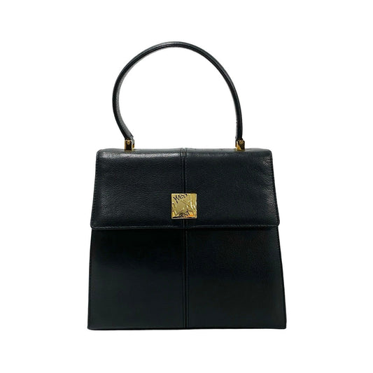 YVES SAINT LAURENT Handbag leather black YSL logo Metal Women