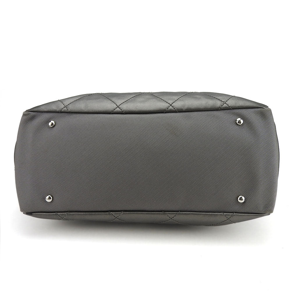 CHANEL Tote Bag Coated canvas Silver Paris Biarritz GM