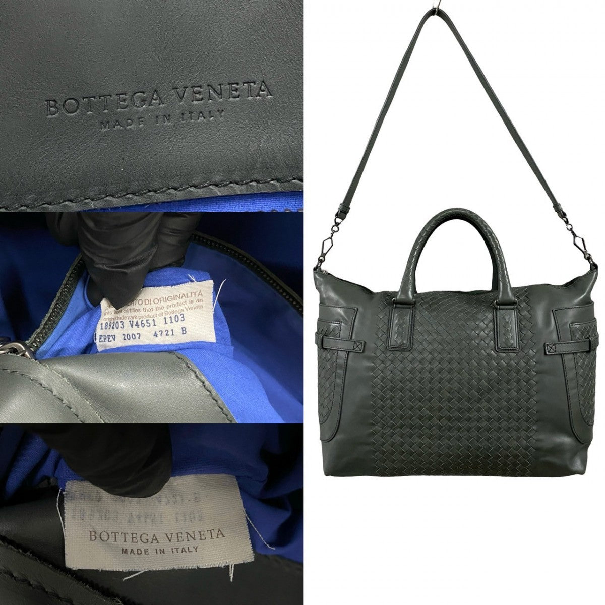 BOTTEGAVENETA Shoulder Bag leather gray INTRECCIATO mens