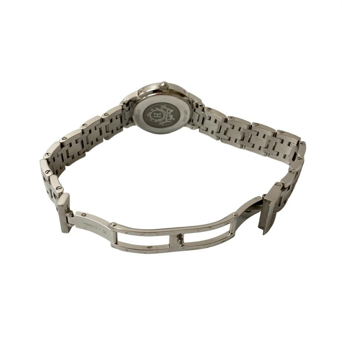 HERMES Watches Stainless steel Silver Quartz clipper diamond bezel mens