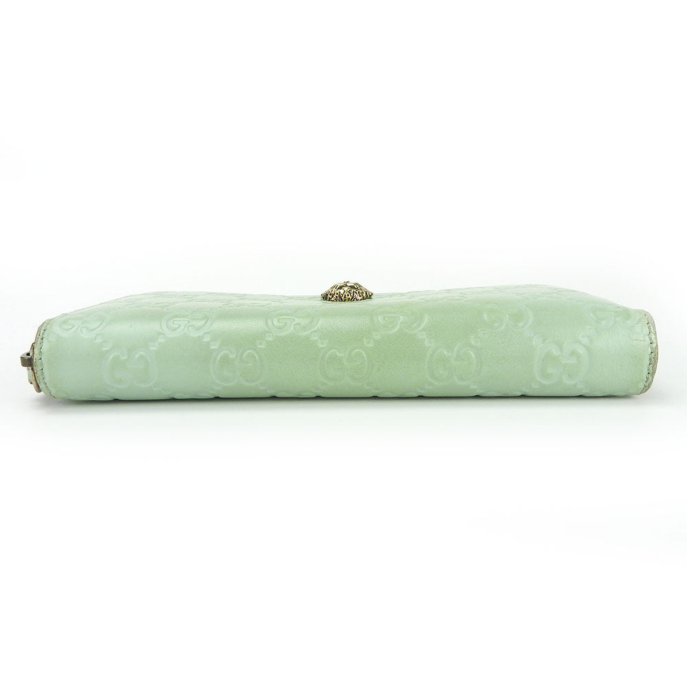 GUCCI Long Wallet Purse 548058 Sima leather Mint green Zip Around