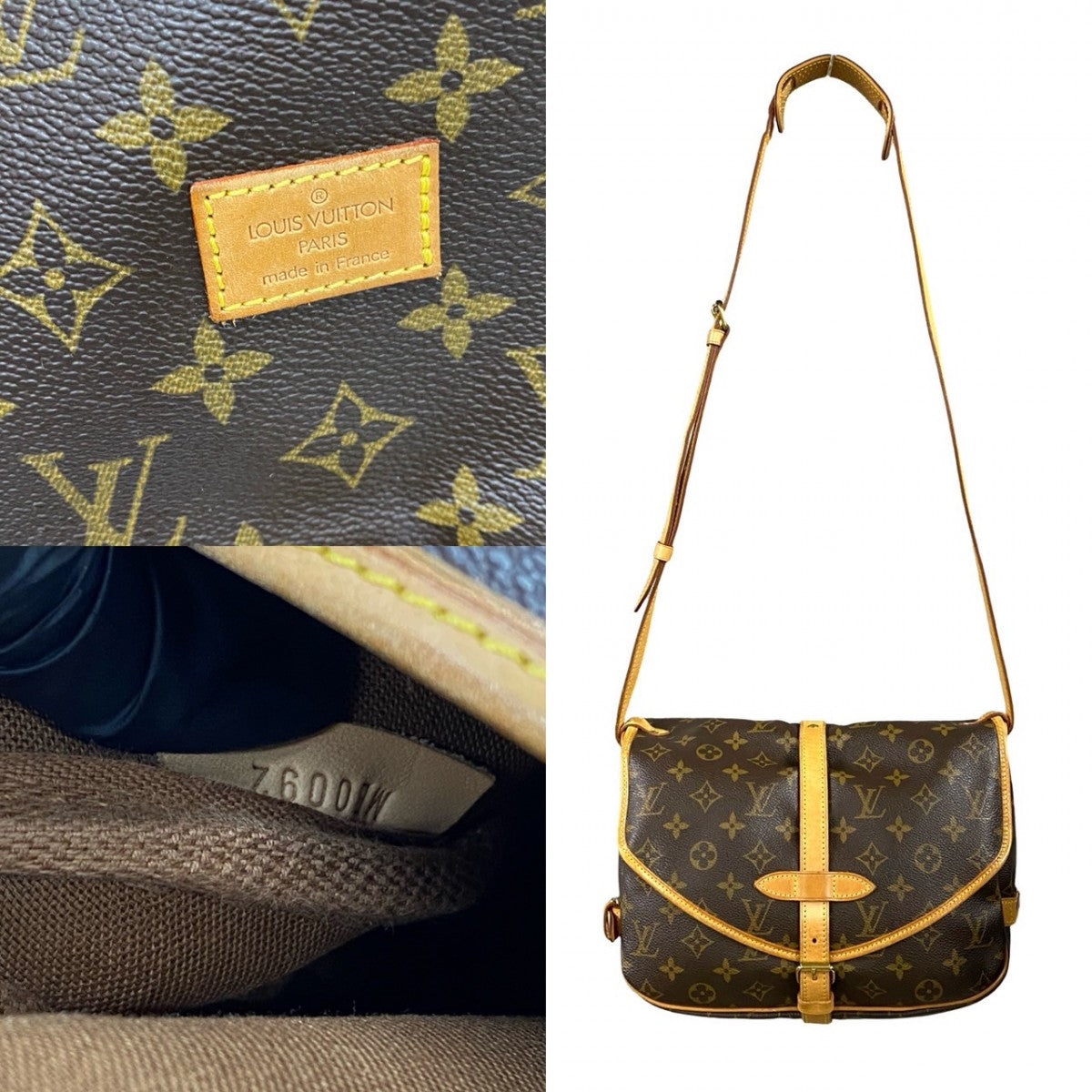 LOUIS VUITTON Shoulder Bag M42256 Leather, PVC Brown Monogram Saumur30 mens(Unisex)