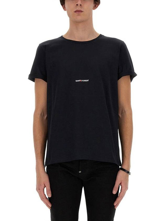 Luxury Saint Laurent Trending 2025 Men's Small Logo Short Sleeve T-Shirt Black
