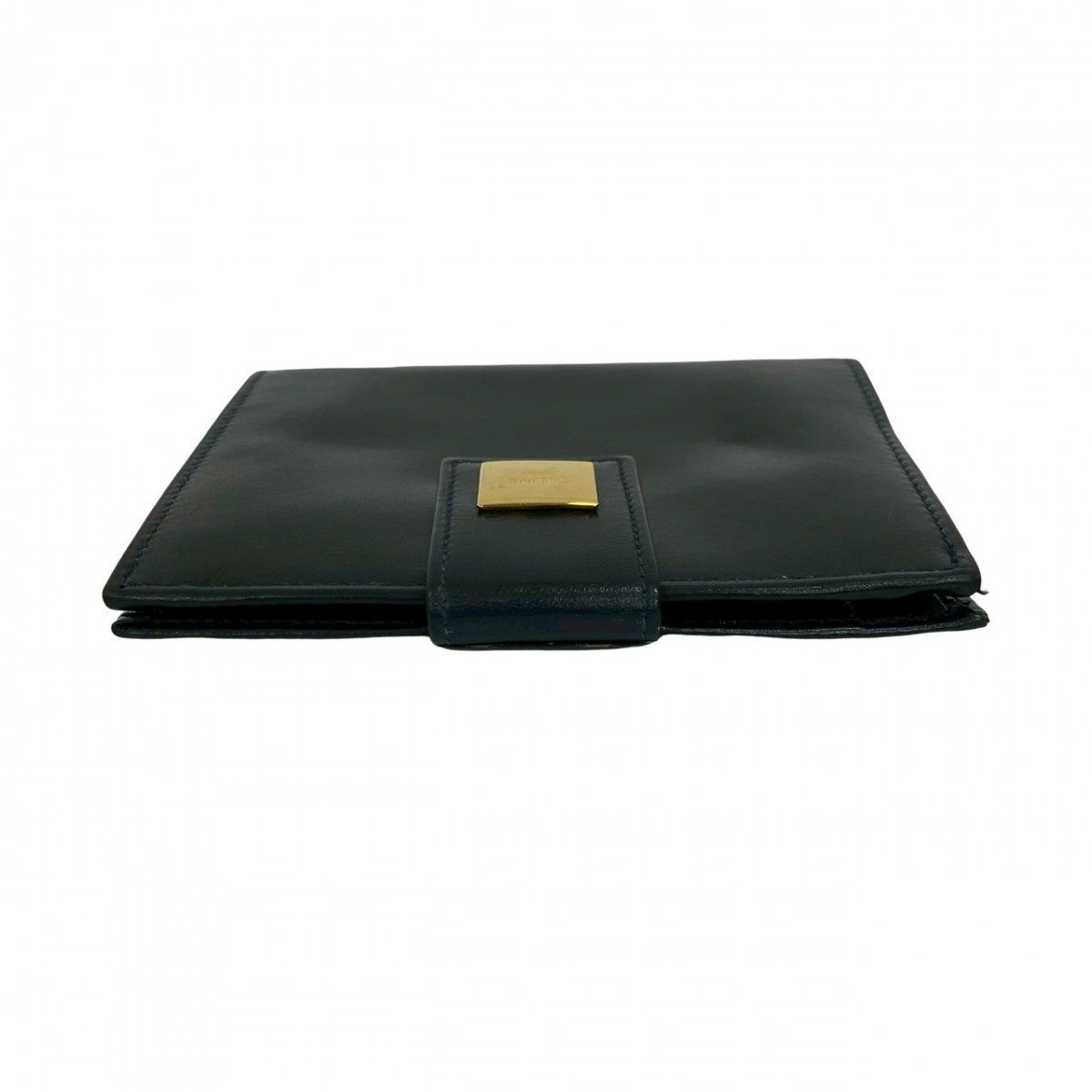 CELINE Bifold Wallet Calfskin, Leather Navy logo Metal Women(Unisex)
