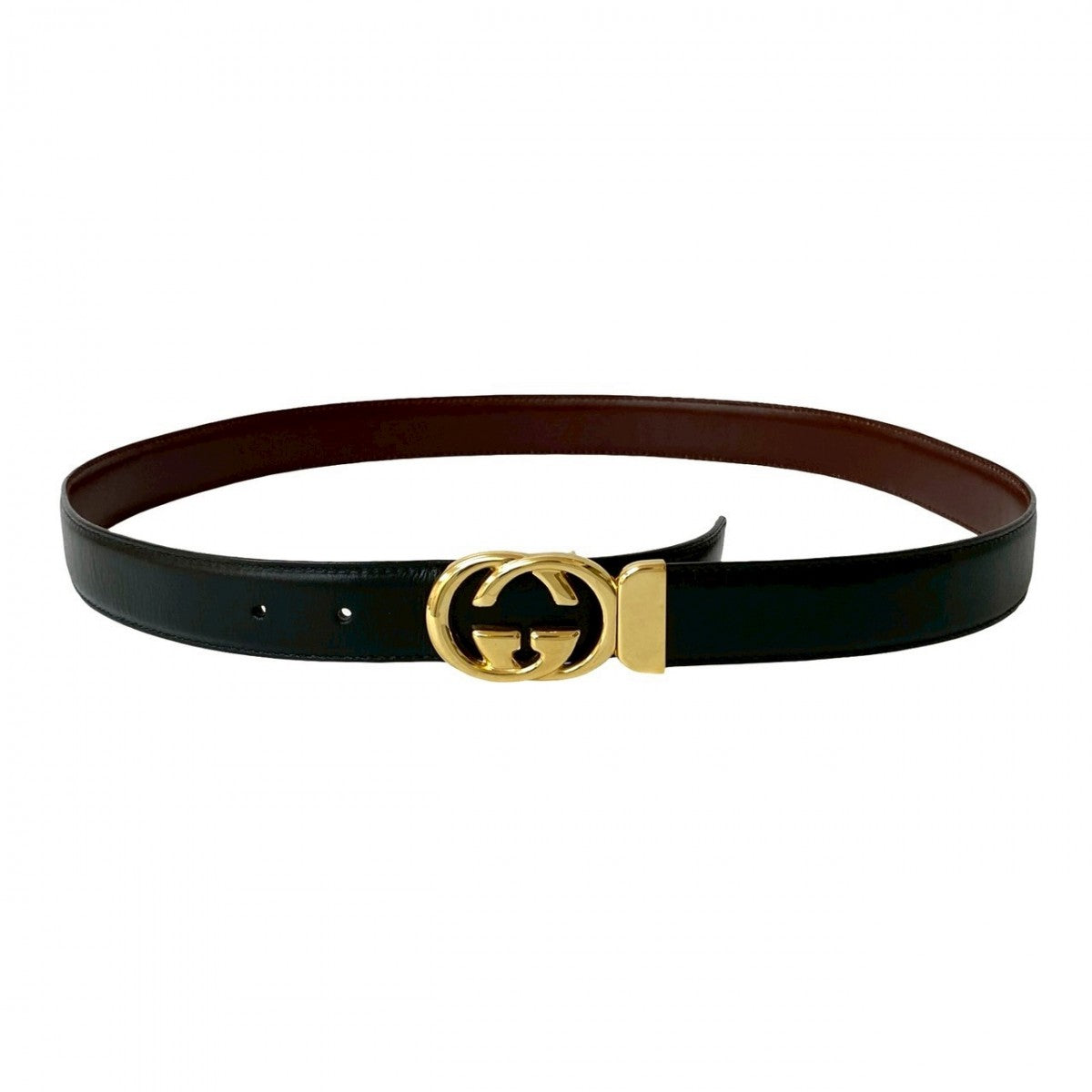 GUCCI belt leather black Interlocking G 90ã»30