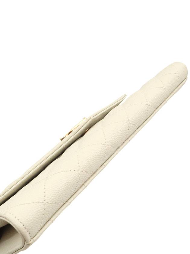 Luxury Saint Laurent Trending 2025 Blanc Vintage White Grande Poudre Embossed Gold Monogram Envelope Strap Clutch