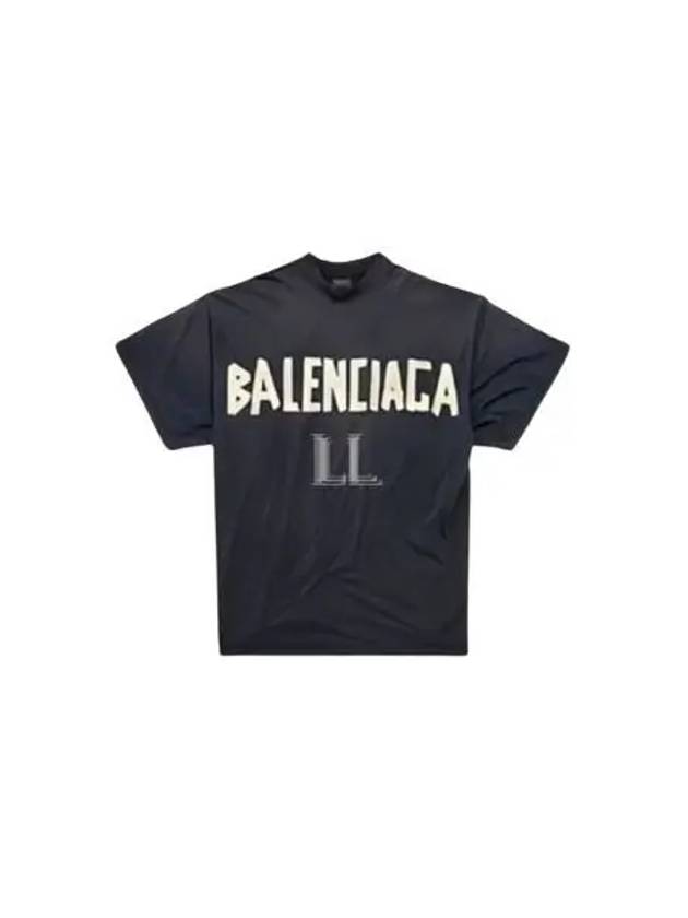 Luxury Balenciaga Trending 2025 Tape Type Cotton Short Sleeve T-Shirt Black