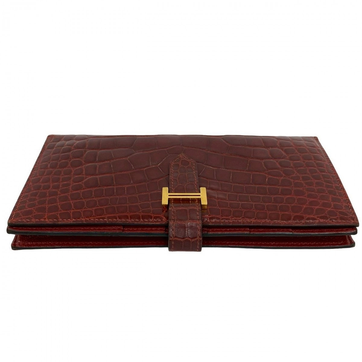 HERMES Bifold Wallet leather Brown Beansufla