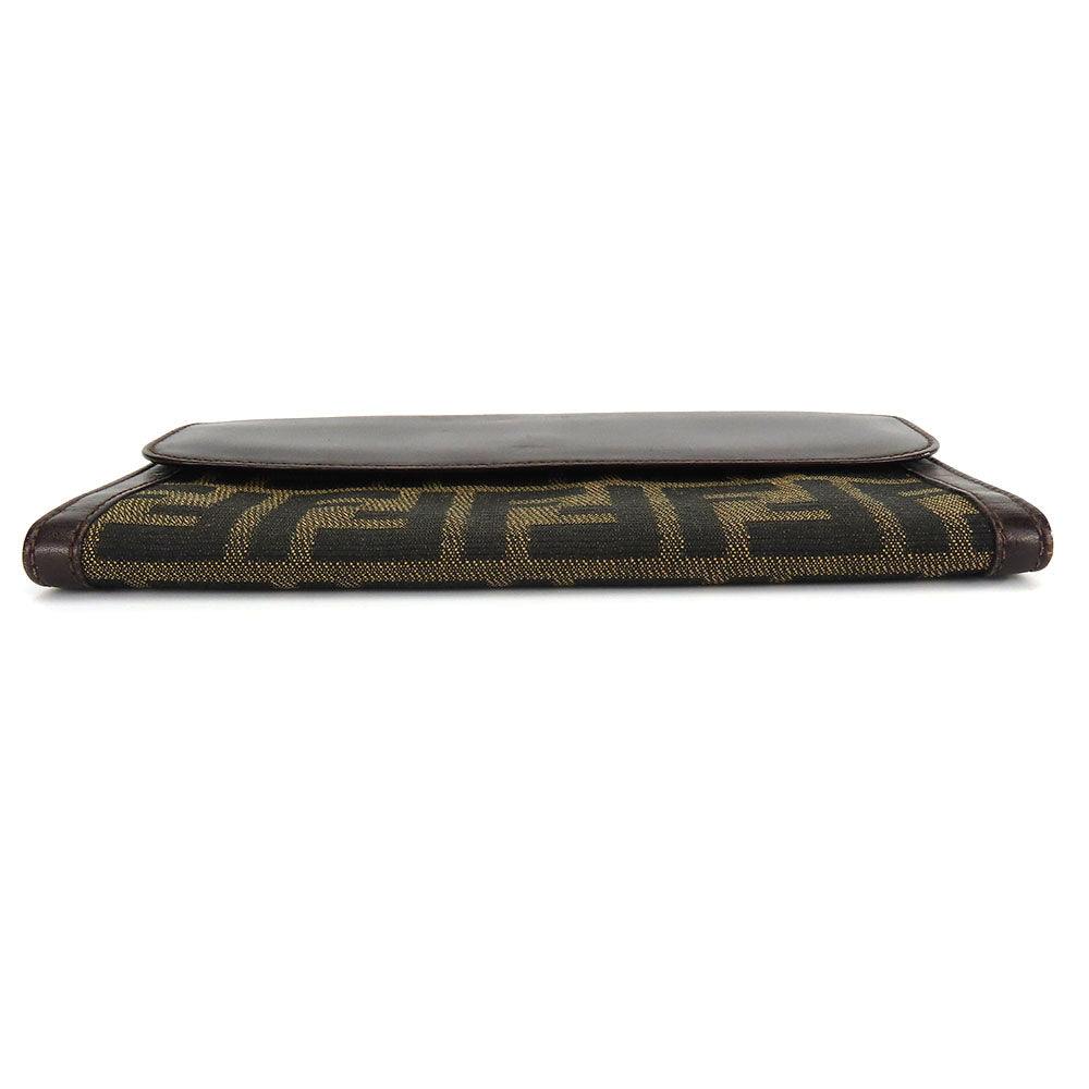 FENDI Long Wallet Purse Canvas, Leather Brown Zucca Women
