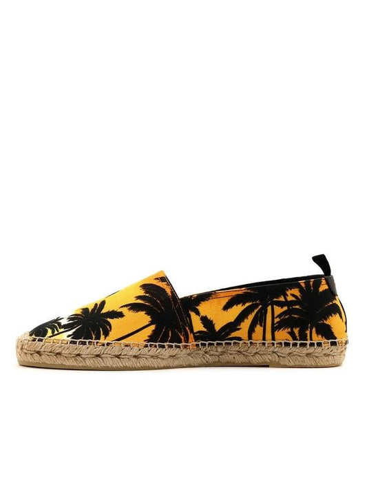 Luxury Saint Laurent Trending 2025 Palm Tree Print Fabric Espadrilles Yellow