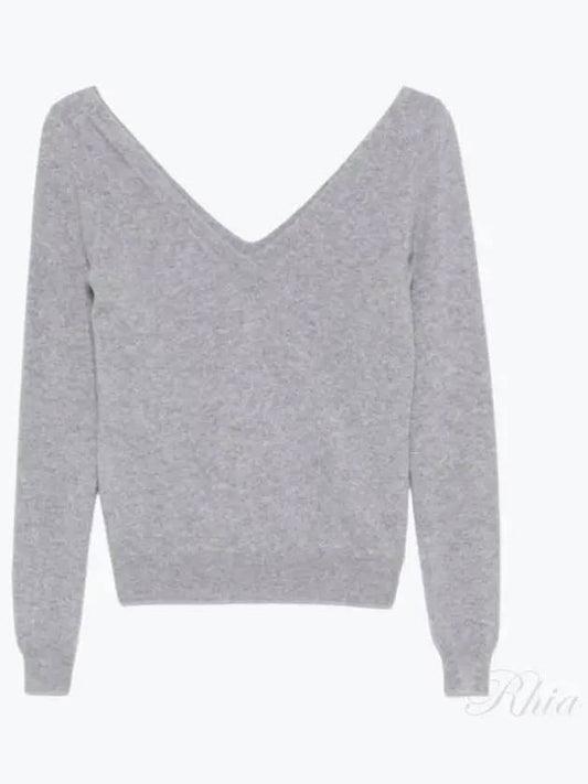 Luxury Saint Laurent Trending 2025 V-Neck Cashmere Knit Top Grey