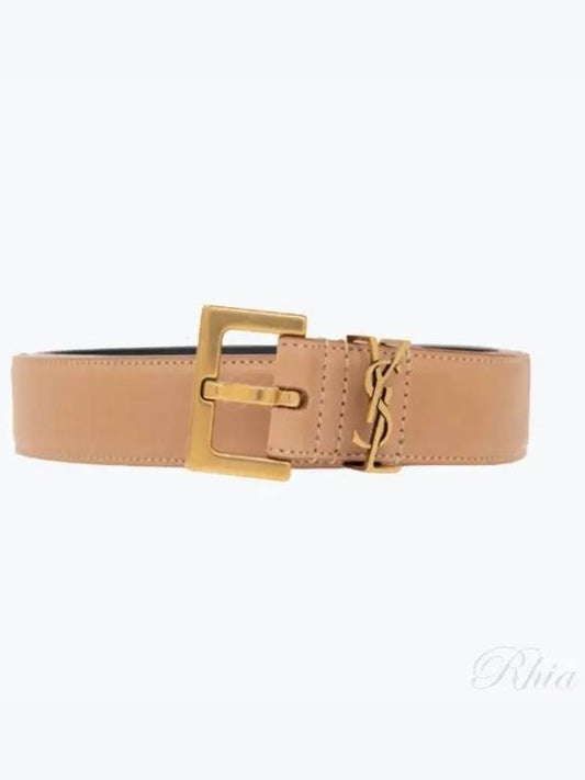 Luxury Saint Laurent Trending 2025 Monogram Logo Belt Beige