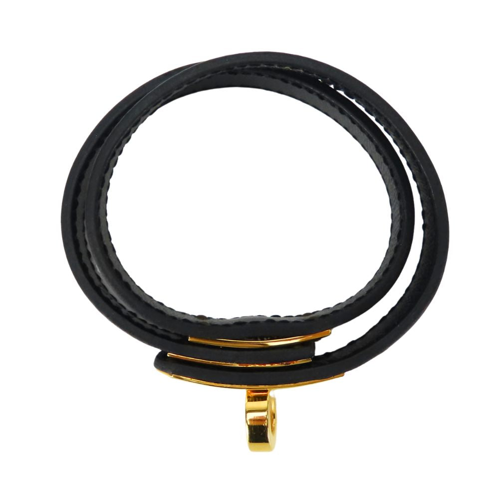 HERMES bracelet leather black Kelly Women