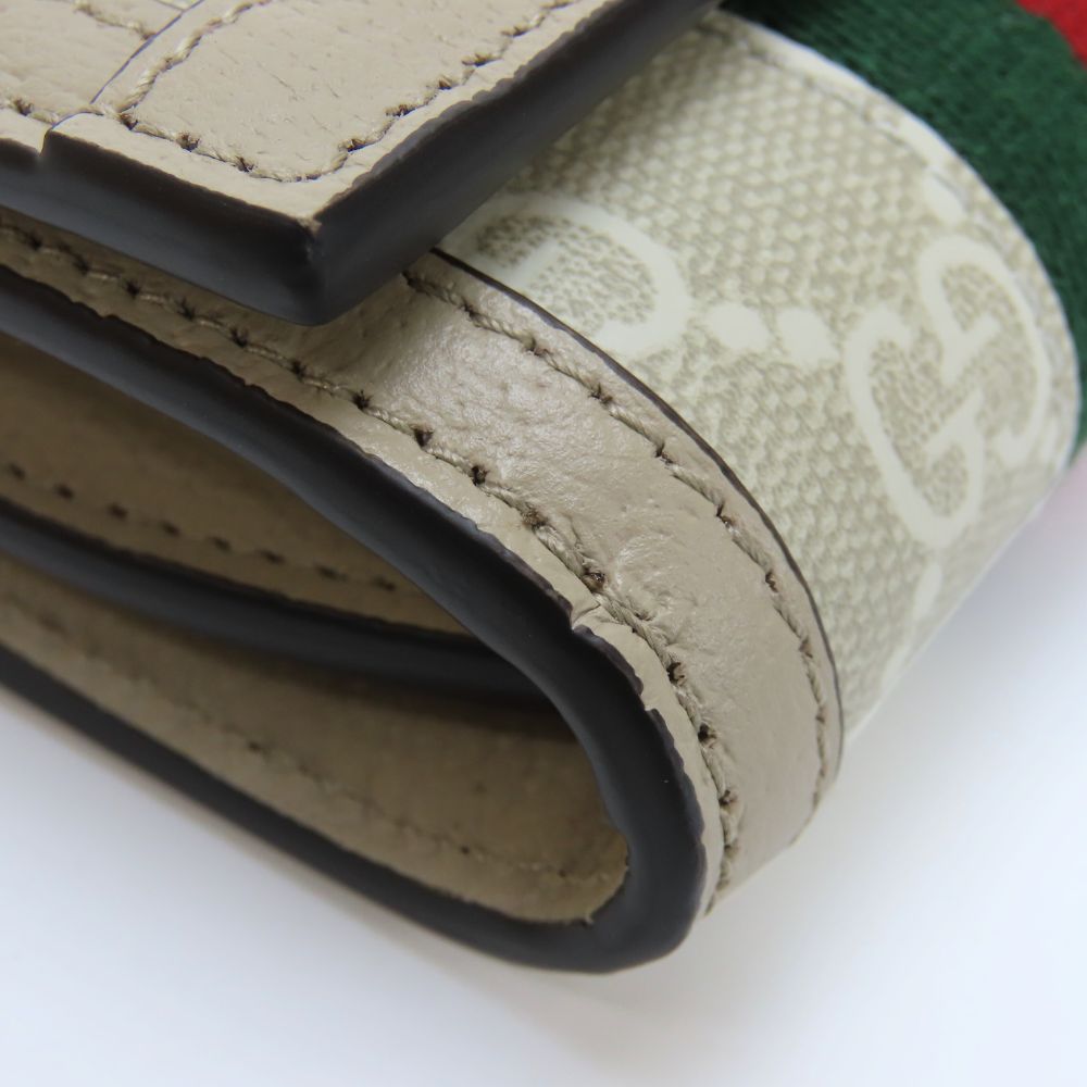 GUCCI Bifold Wallet 598662 GG Supreme canvas, leather Greige type Offidia GG Women