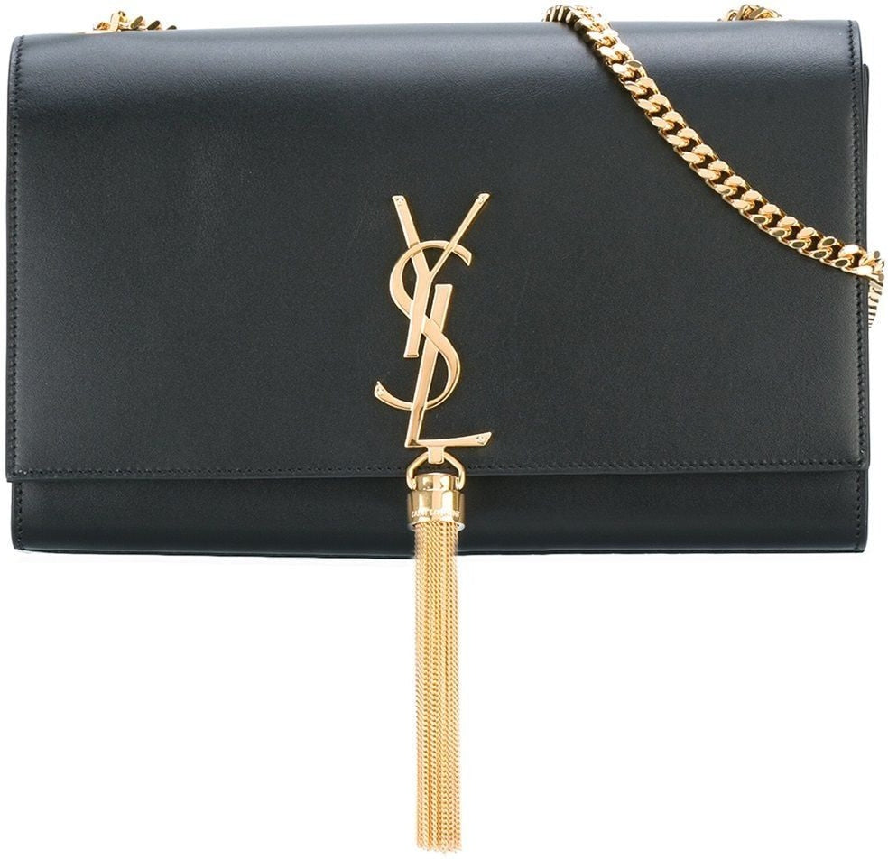 Luxury Saint Laurent Trending 2025 Women's Kate Logo Plaque Shoulder Bag in 1000 | 354119C150J1000