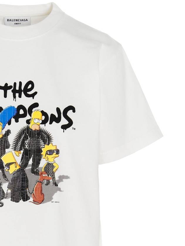 Luxury Balenciaga Trending 2025 WoMen's The Simpsons Printing Small Fit Short Sleeve T-Shirt White