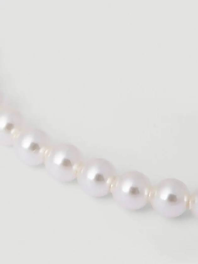Luxury Saint Laurent Trending 2025 Logo Plaque Glass Pearl Bracelet Cream