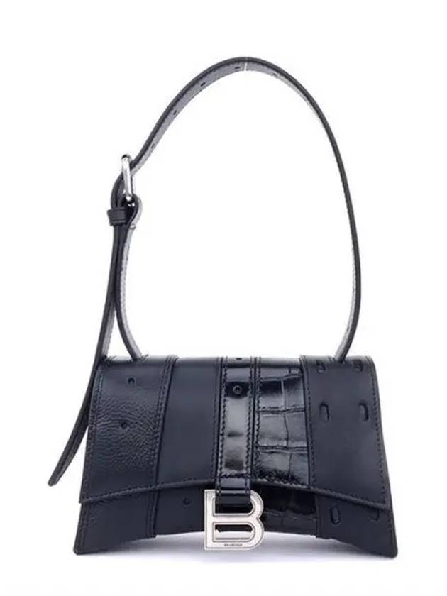 Luxury Balenciaga Trending 2025 Hourglass Mix Leather Tote Bag Black