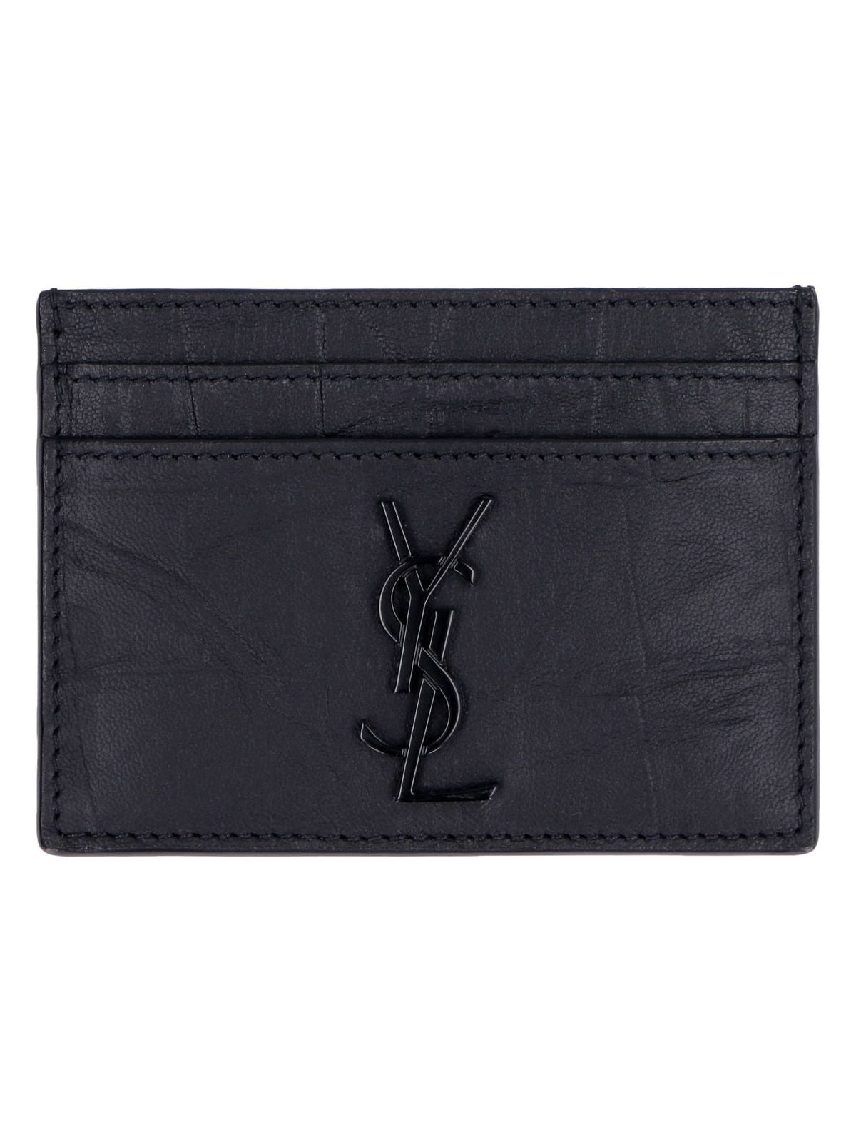 Luxury Saint Laurent Trending 2025 Men's Monogram Credit Card Holder in Black | 485631C9H0U