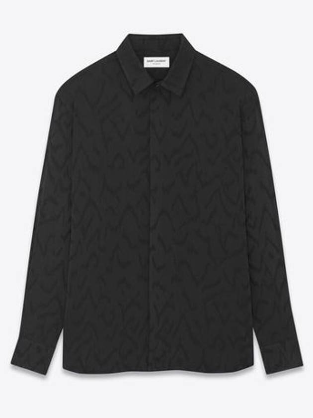 Luxury Saint Laurent Trending 2025 Art Print Satin Long Sleeve Shirt Black