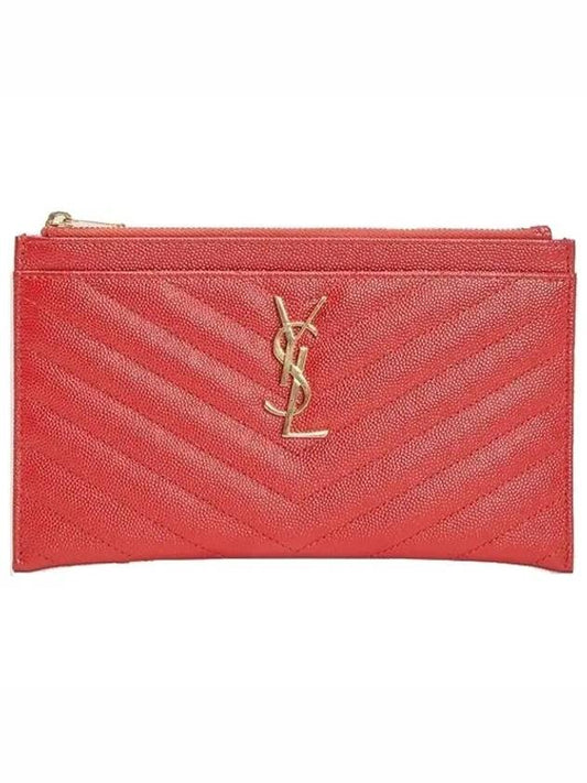 Luxury Saint Laurent Trending 2025 Monogram Quilted Bill Pouch Clutch Bag Red
