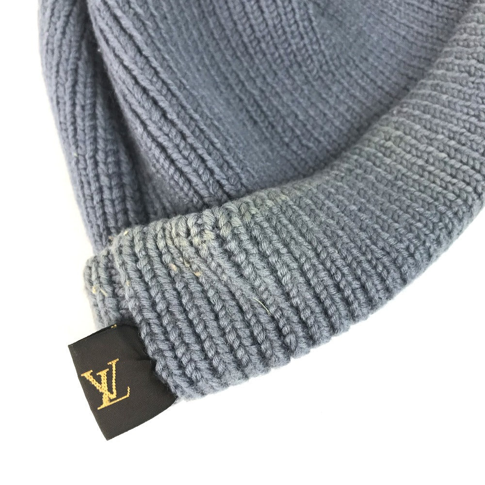 LOUIS VUITTON Knit hat wool gray logo mens