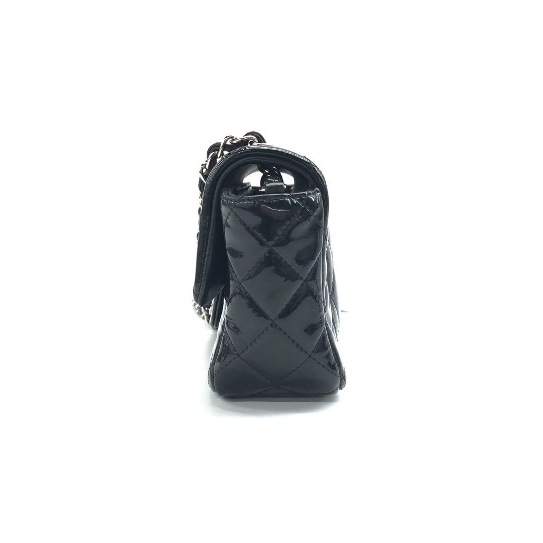 Chanel Classic Flap Rectangular Super Mini Black Patent Leather Silver Hardware 2014