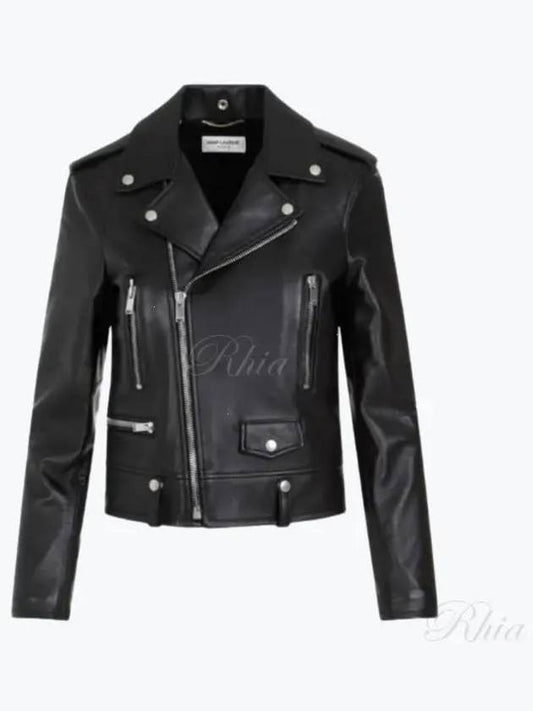 Luxury Saint Laurent Trending 2025 Classic Lambskin Biker Jacket Black