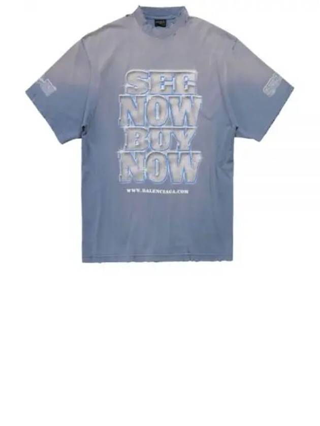 Luxury Balenciaga Trending 2025 See Now Buy Now Short Sleeve T-Shirt Blue