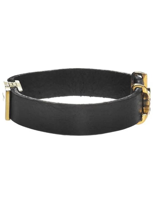 Luxury Saint Laurent Trending 2025 Monogram Opyum Leather Bracelet Black Gold