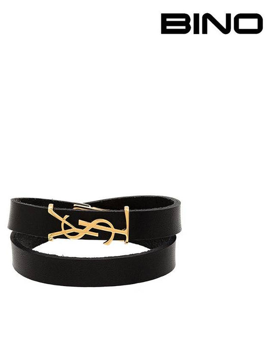 Luxury Saint Laurent Trending 2025 Monogram Double Wrap Bracelet Black