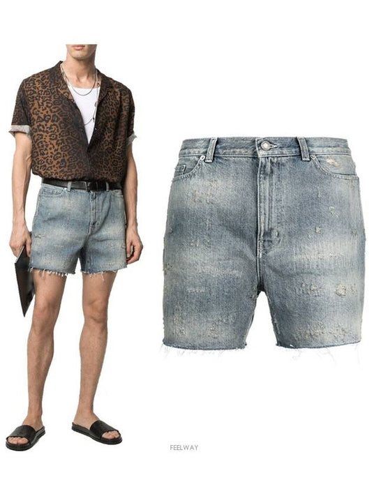 Luxury Saint Laurent Trending 2025 Men's California Denim Shorts Blue