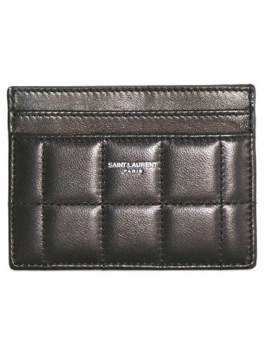 Luxury Saint Laurent Trending 2025 Logo Print Quilted Card Wallet Black