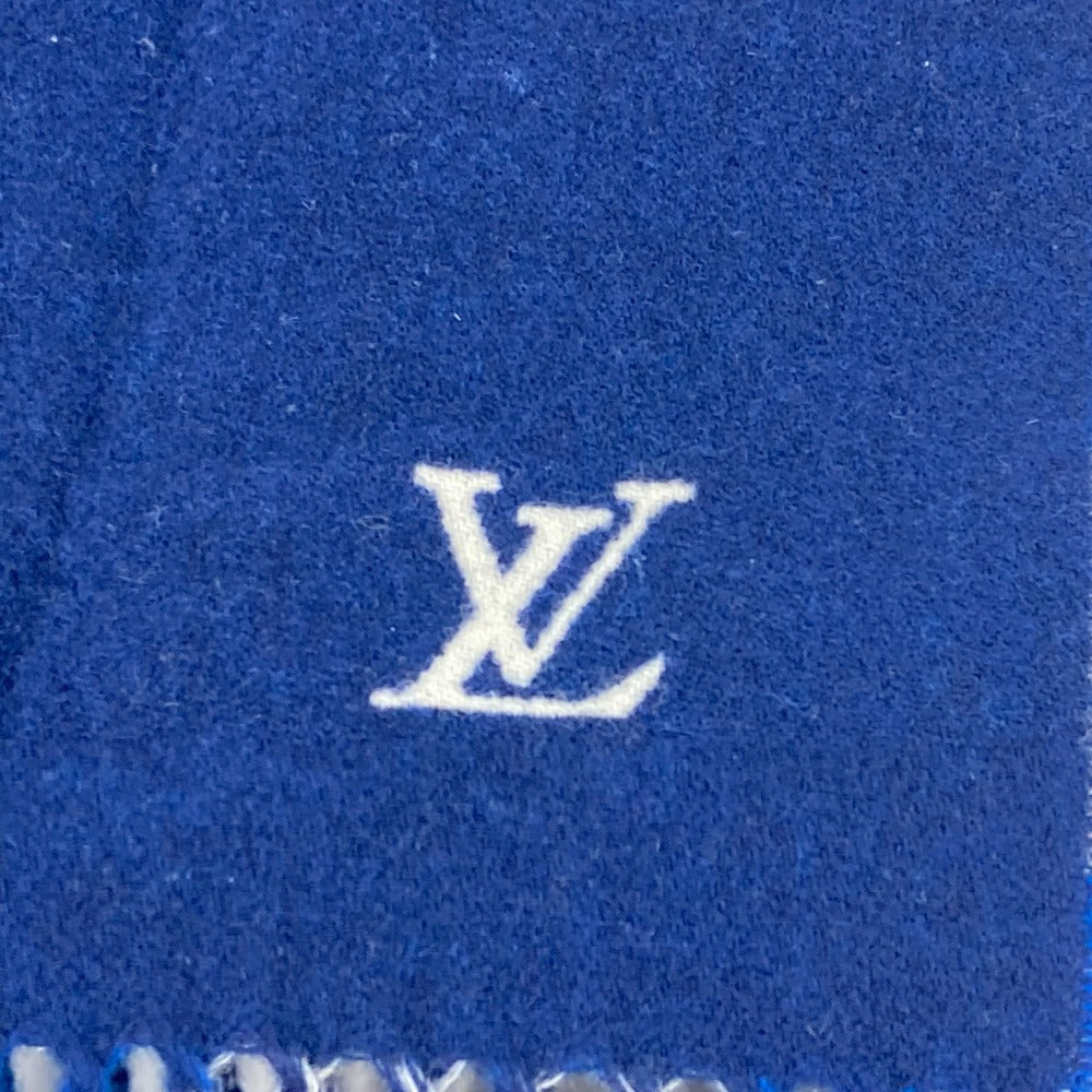 LOUIS VUITTON Scarf M76588 Wool, Cashmere blue Escharpe Monogram Check Block Women