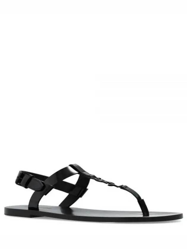 Luxury Saint Laurent Trending 2025 Cassandre Flip Flops Black
