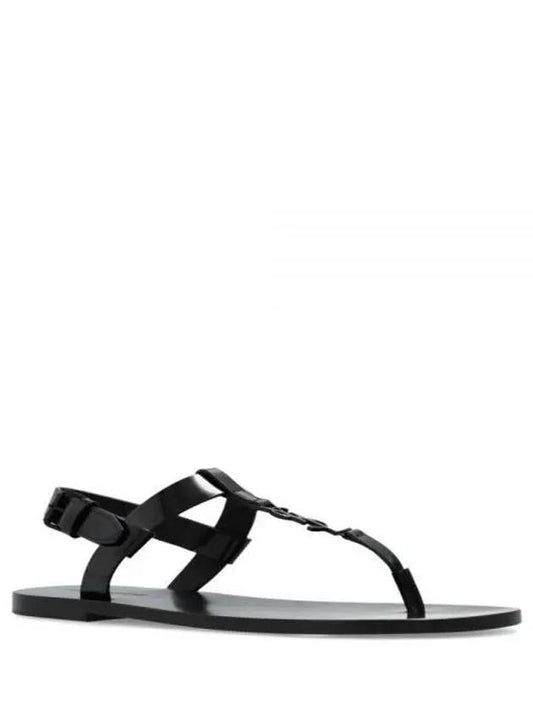 Luxury Saint Laurent Trending 2025 Cassandre Flip Flops Black